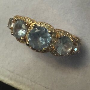 Gorgeous Lab Grown Blue Topaz & CZ Cocktail Ring Set in Plated Rose Gold